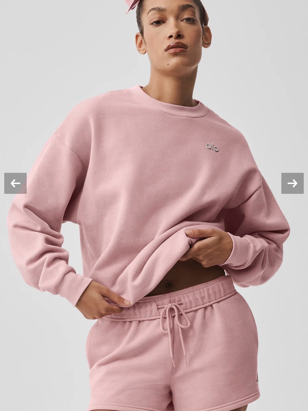 ALO Yoga Accolade Relaxed Crew Sweatshirt in Vintage Pink - Sold Out Online